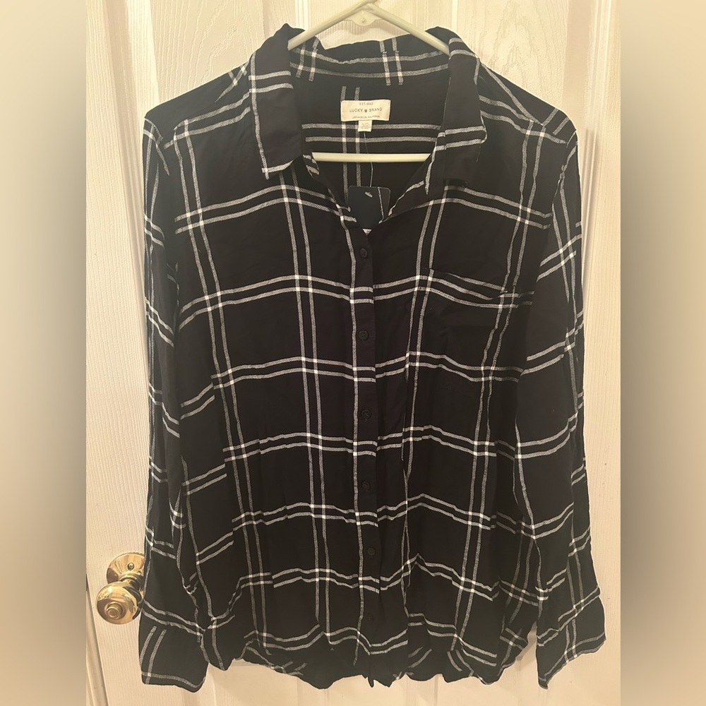 Lucky Brand Black and White Checkered Shirt